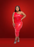 Emma Vegan Leather Dress - Red
